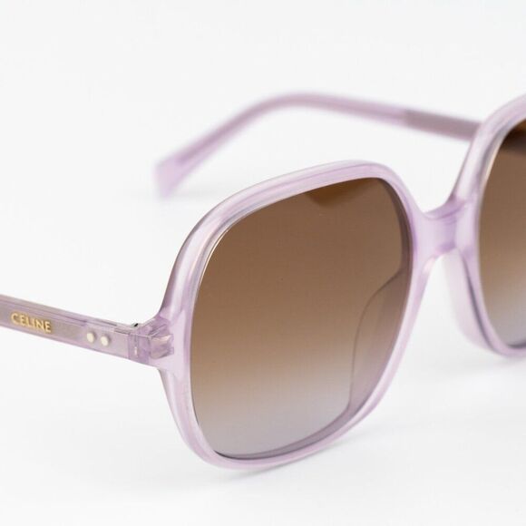 NEW Celine CL40244U 78F CELINE THIN Opal Lilac Brown Women Geometric Sunglasses - Picture 7 of 11